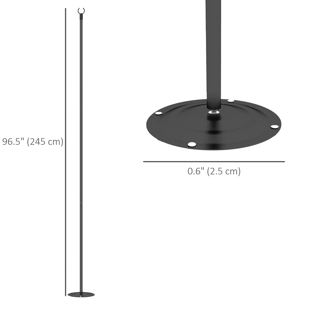 Lot de 4 poteaux lumineux de 2,4 m (8 pi), supports d'éclairage suspendus en acier pour patio, jardin, terrasse, mariage, fête, noir