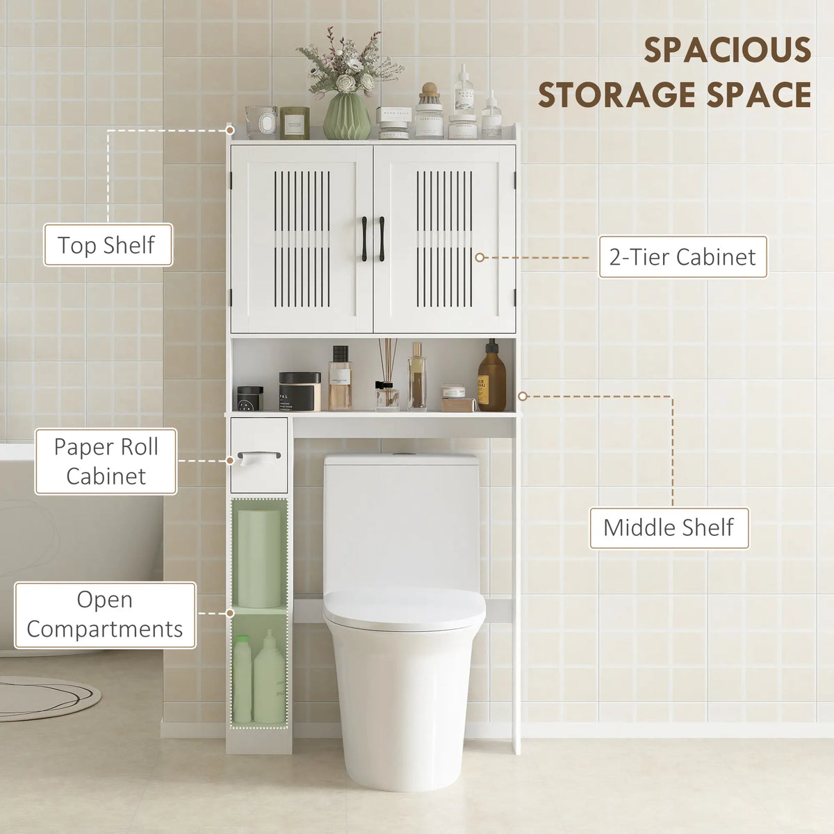 Étagère de rangement à suspendre aux toilettes, organisateur de salle de bain avec étagère réglable, porte-papier toilette pour salle de bain, linge