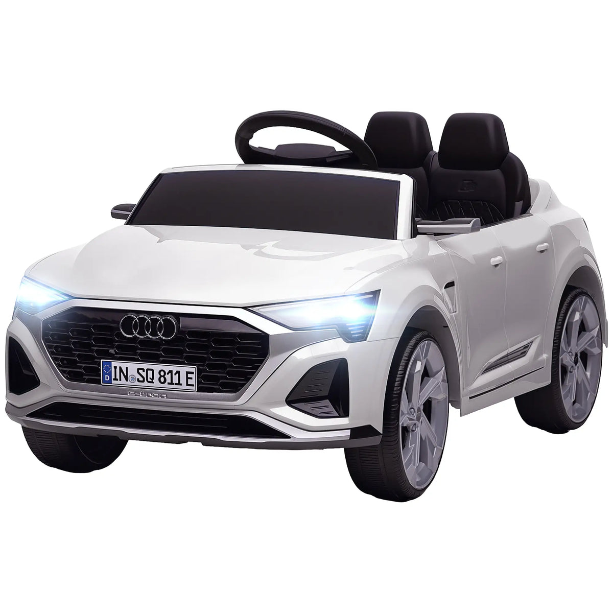 Voiture électrique pour enfants 12V, Audi Q8 e-tron Sportback sous licence avec télécommande, blanche