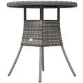 Table de salle à manger d'extérieur 70 cm (27,5 po) en résine tressée, mobilier de patio en rotin PE avec plateau en composite bois-plastique, grise