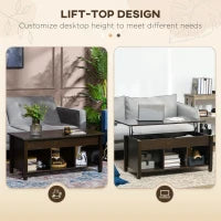 Table basse relevable avec rangement, espresso
