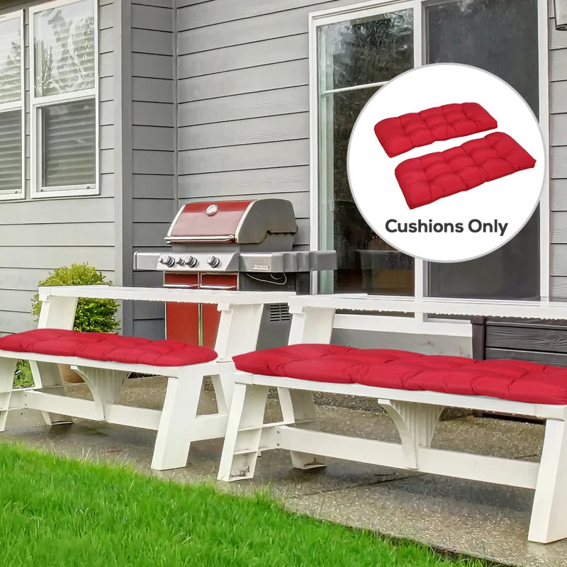 Ensemble de 2 coussins de banc de patio, rouge vin