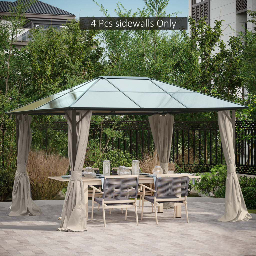 Rideaux de gazebo, rideau de remplacement universel pour intimité, 3 m x 3,6 m, 4 panneaux latéraux avec crochets/anneaux en C, beige