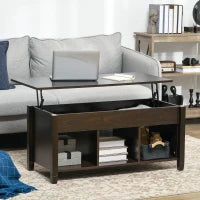 Table basse relevable avec rangement, espresso