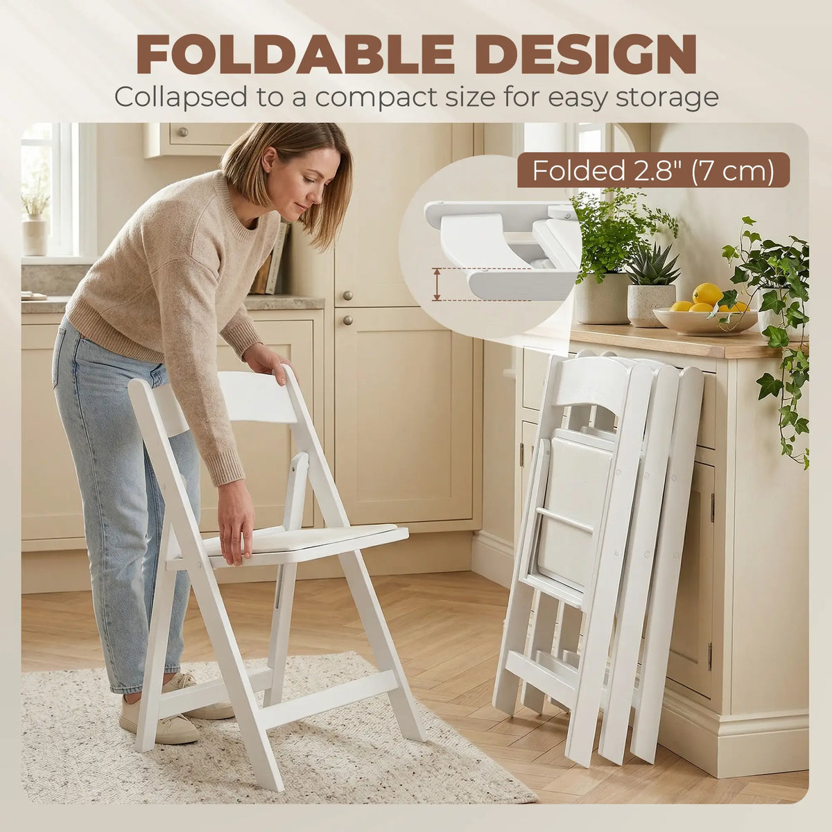Lot de 4 chaises pliantes, chaises pliables en résine avec assise rembourrée, sièges portables pour l'intérieur et l'extérieur, idéaux pour les événements au bureau et les repas.