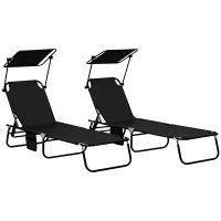 Ensemble de 2 chaises longues pliantes