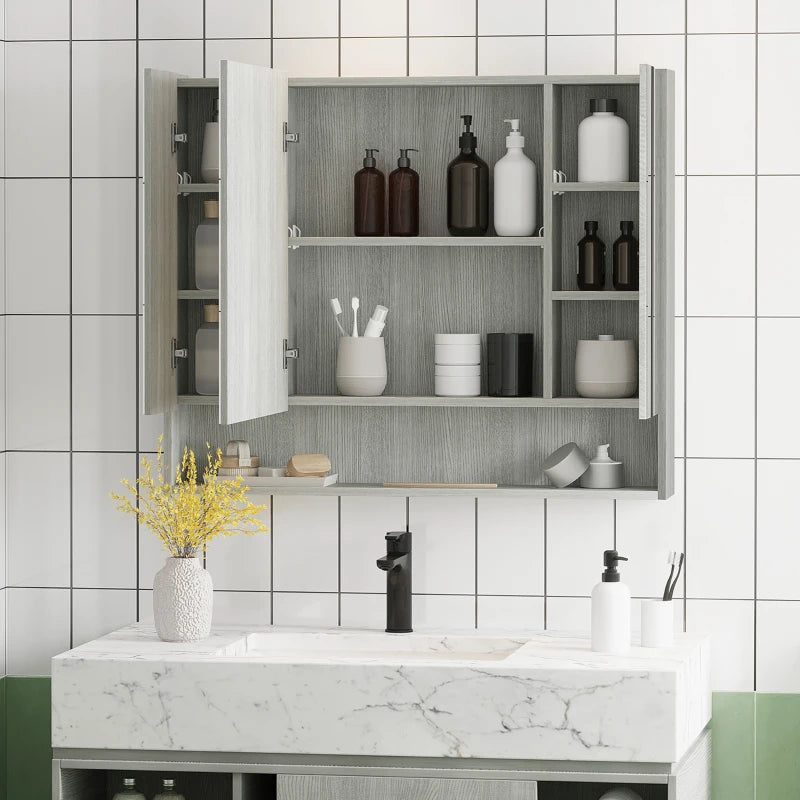 Armoire à pharmacie murale avec miroir, grise