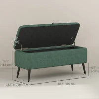 Banc ottoman avec rangement 40 po, vert foncé
