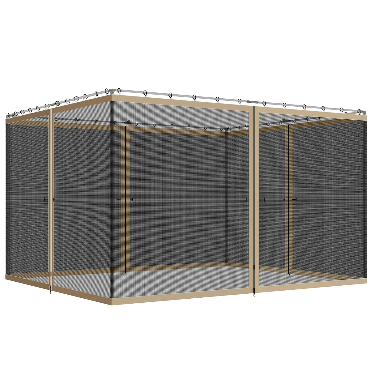 Moustiquaire de rechange pour gazebo 3 x 4 m, parois noires avec fermetures éclair, kaki