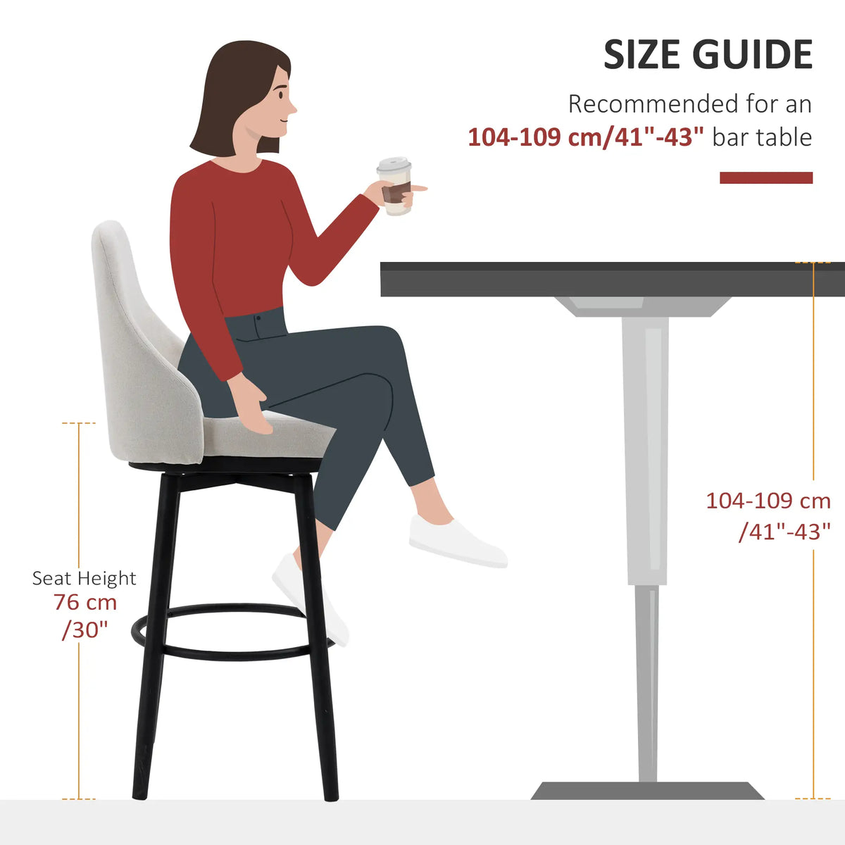 Ensemble de 2 tabourets de bar extra hauts, tabourets de bar pivotants à 360° au design moderne, chaises de salle à manger avec repose-pieds et pieds en acier, blanc crème