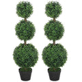Lot de 2 arbres artificiels de 101,6 cm (40 po), topiaires en buis avec pot, pour l'intérieur et l'extérieur, bureau à domicile, salon, vert
