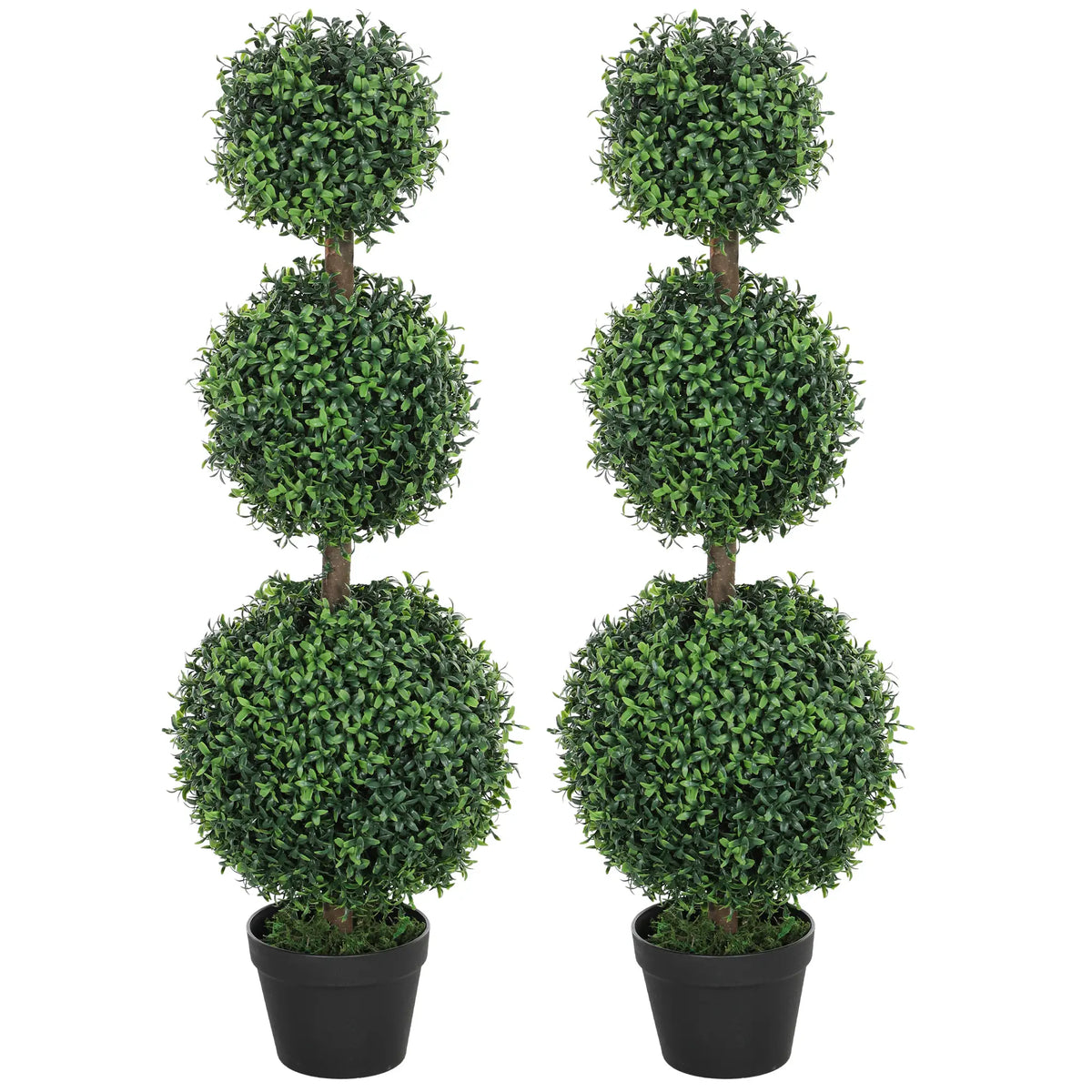 Lot de 2 arbres artificiels de 101,6 cm (40 po), topiaires en buis avec pot, pour l'intérieur et l'extérieur, bureau à domicile, salon, vert