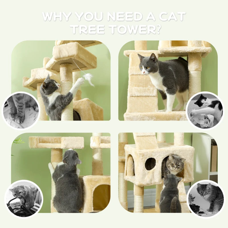 Arbre à chat multi-niveaux 67 po, beige