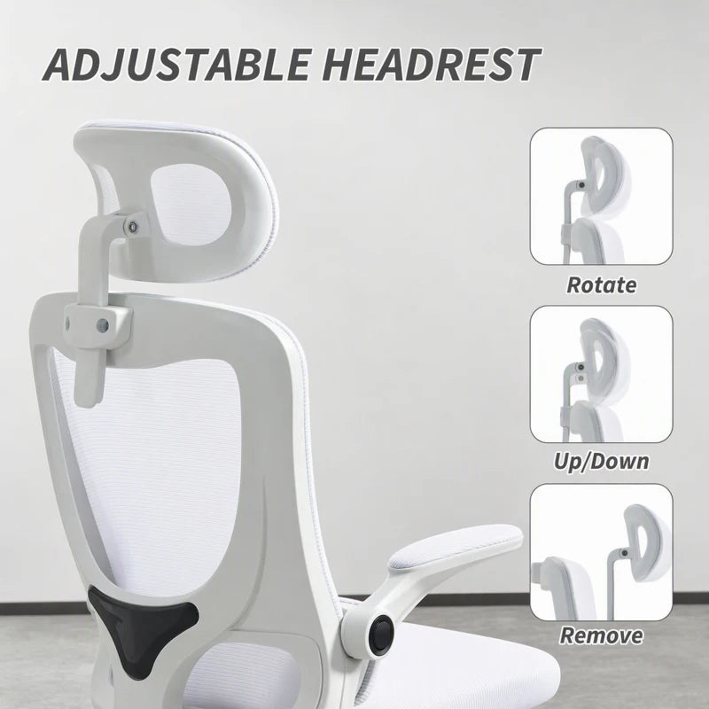 Chaise de bureau ergonomique en maille, blanc crème