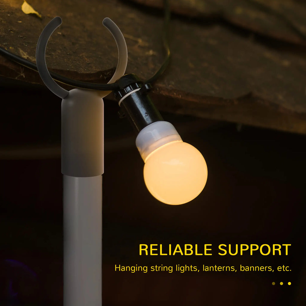 Lot de 4 poteaux lumineux de 2,4 m (8 pi), supports d'éclairage suspendus en acier pour patio, jardin, terrasse, mariage, fête, noir
