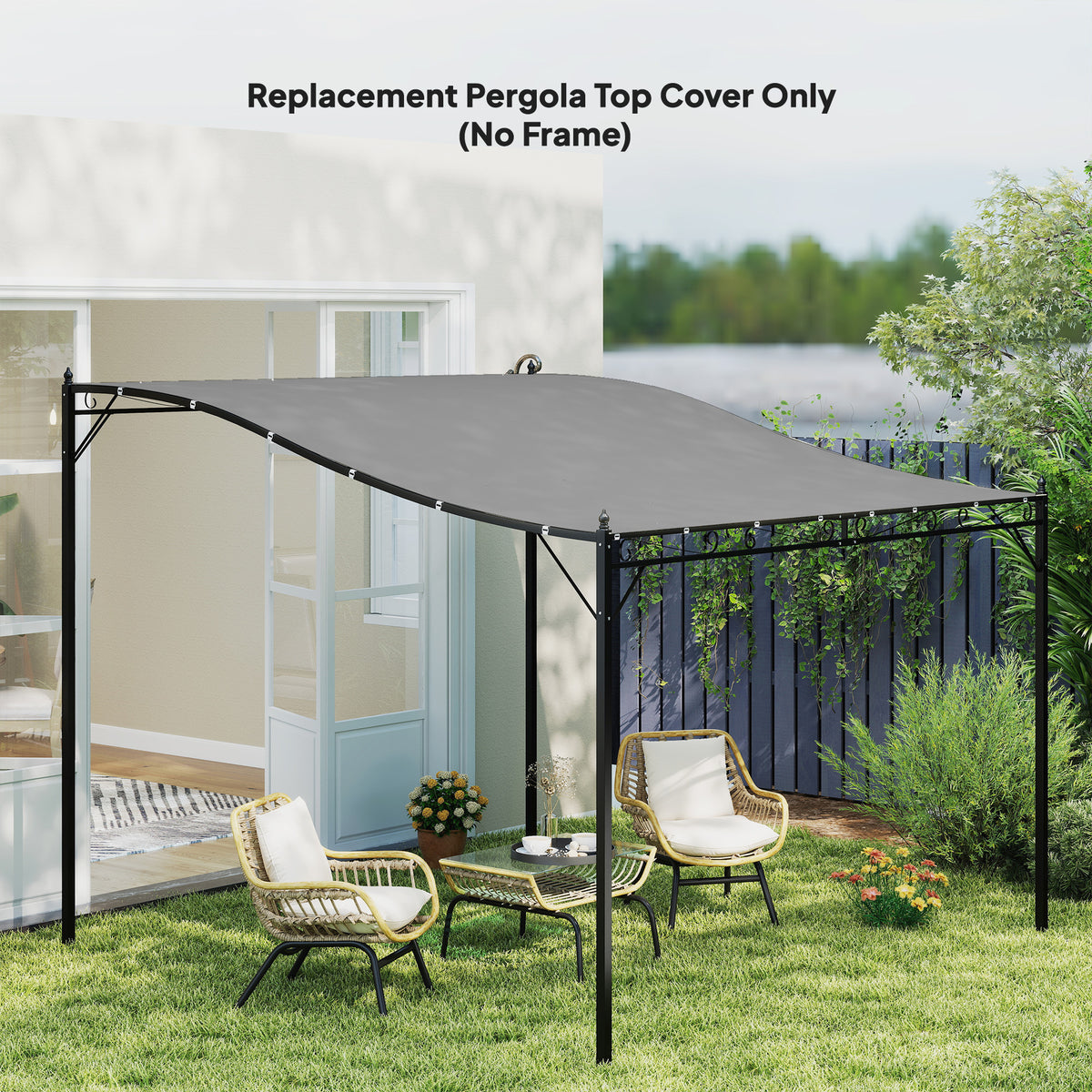 Toile de remplacement pour pergola, protection solaire pour pergola 3 m x 3 m, gris foncé