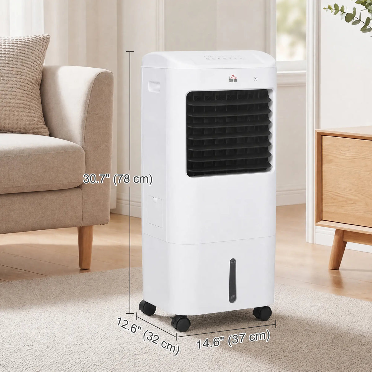 Ventilateur de chambre avec poche de glace, ventilateur tour avec télécommande, 3 modes, 3 vitesses, minuterie 7,5 h, blanc