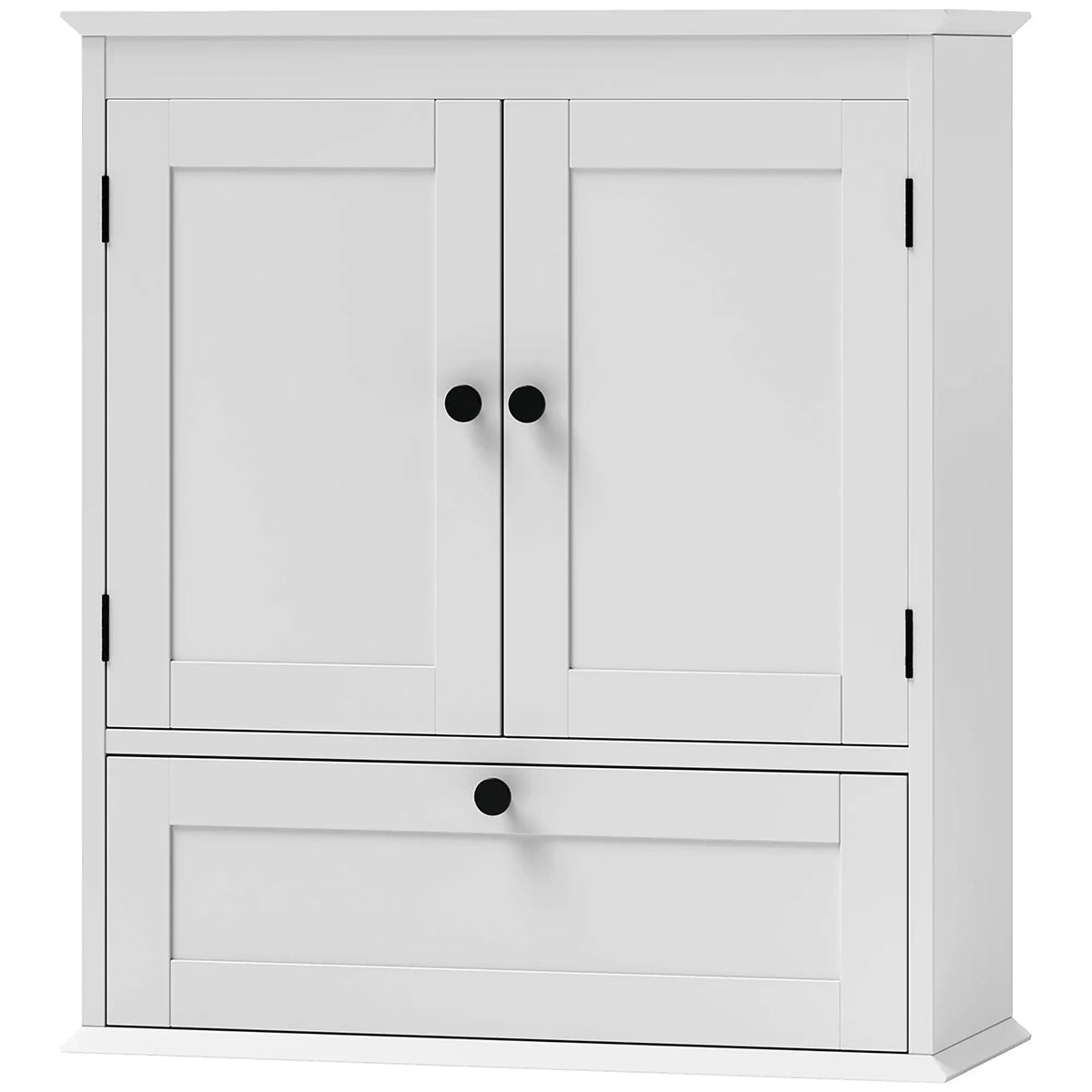 Armoire à pharmacie avec étagère réglable, armoire murale de salle de bain avec panneaux encastrés, blanche