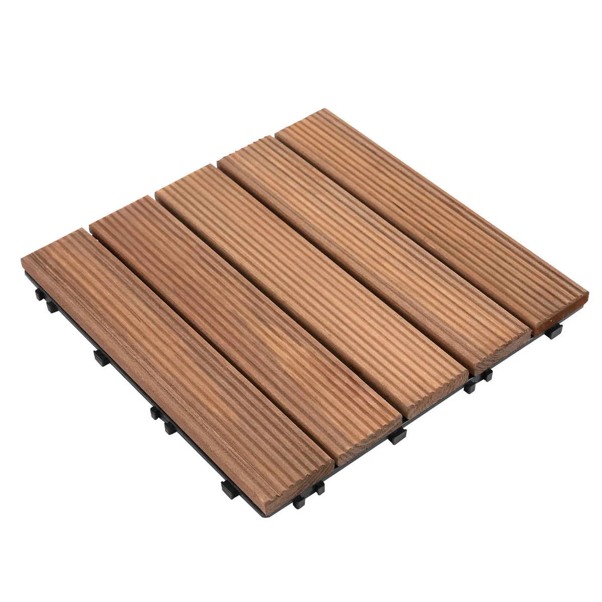 Lot de 27 dalles de terrasse emboîtables en bois, 30 x 30 cm, pour une utilisation intérieure et extérieure, montage sans outils, marron
