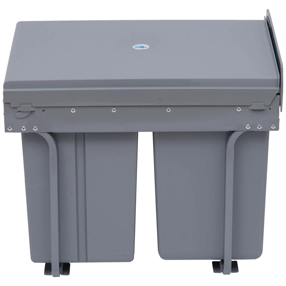 Poubelle coulissante à placer sous un meuble, 40 L (10,6 gallons), avec 3 compartiments amovibles, grise