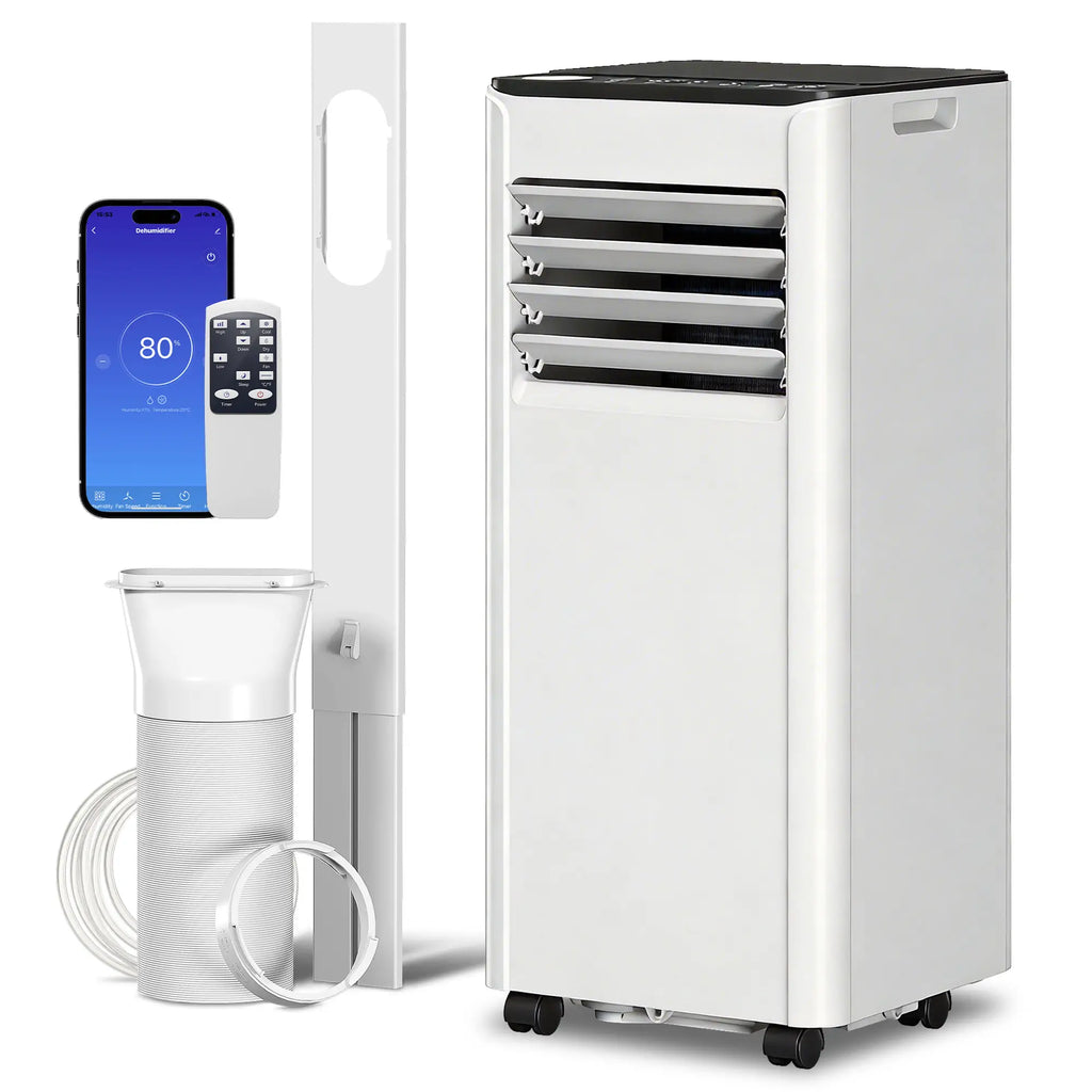 Climatiseur portable 8000 BTU, avec déshumidificateur, ventilateur et télécommande vocale Wi-Fi, pour des pièces jusqu'à 344 pi²
