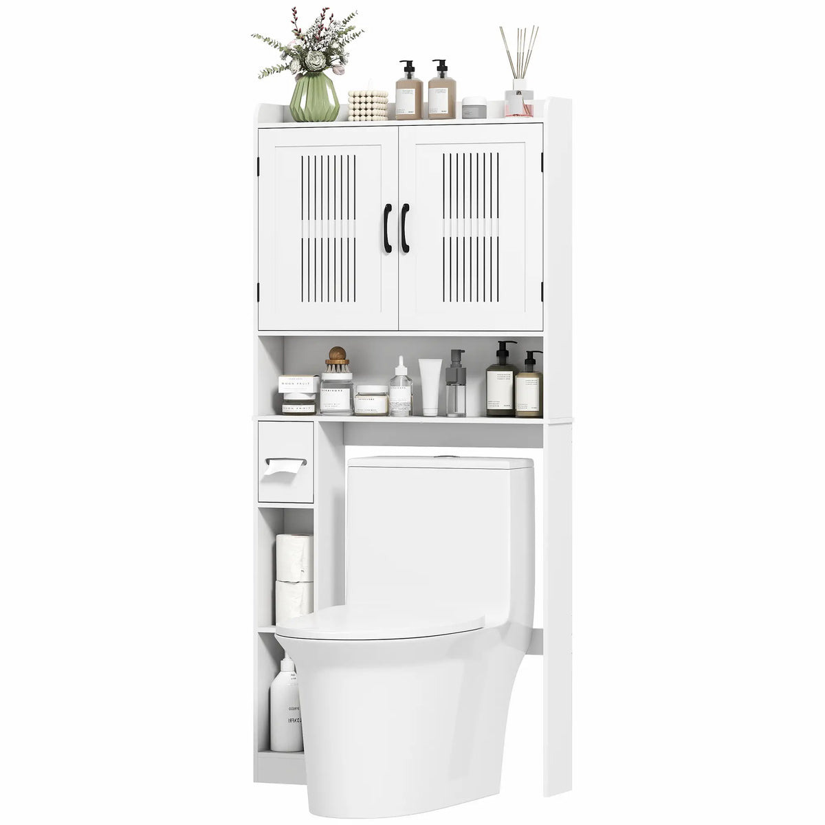 Étagère de rangement à suspendre aux toilettes, organisateur de salle de bain avec étagère réglable, porte-papier toilette pour salle de bain, linge