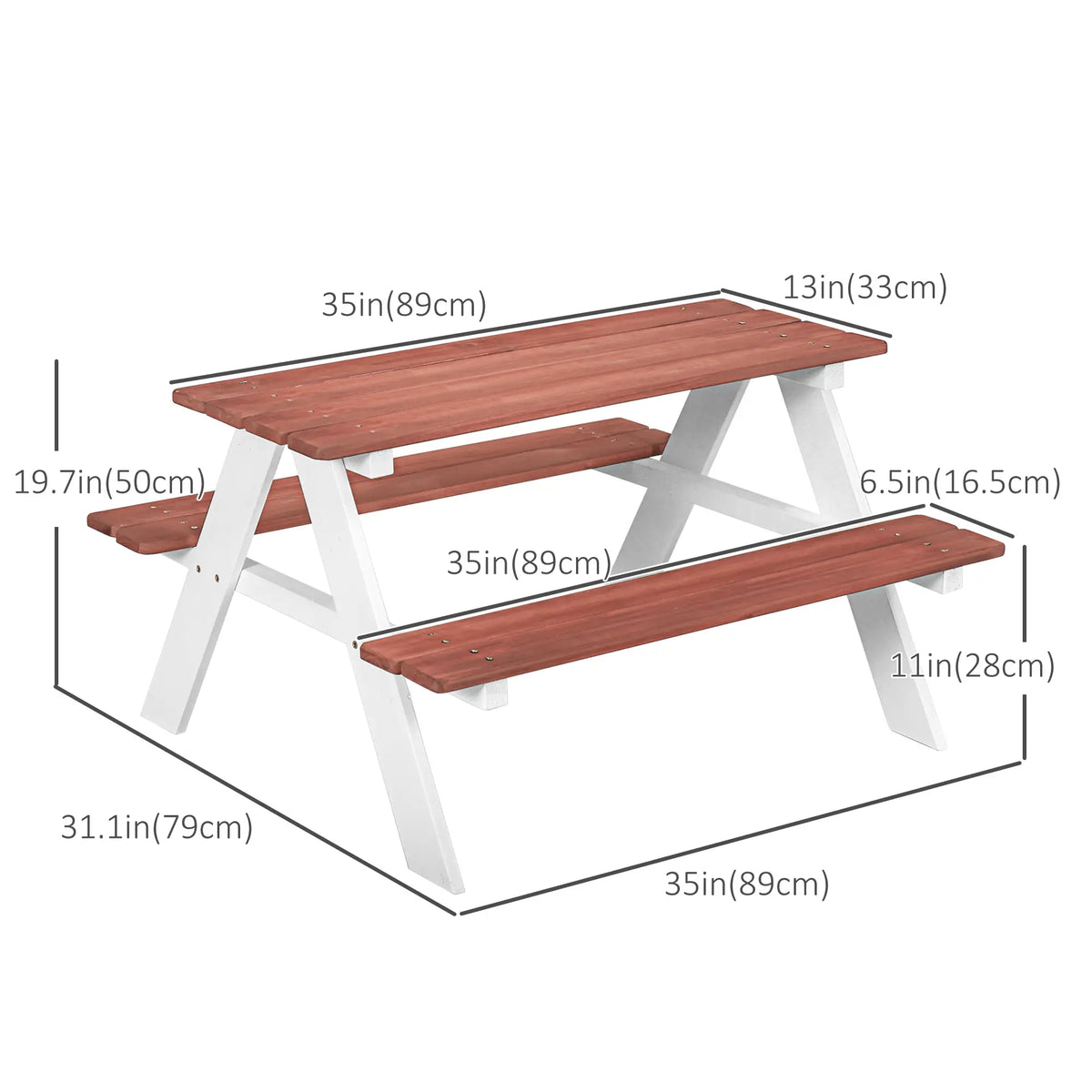 Ensemble de table et bancs de pique-nique en bois pour 4 enfants de 3 à 8 ans, Kids Outdoor Table, montage facile, bois naturel