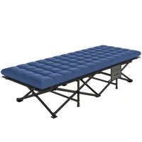 Lit de camp avec matelas moelleux, bleu