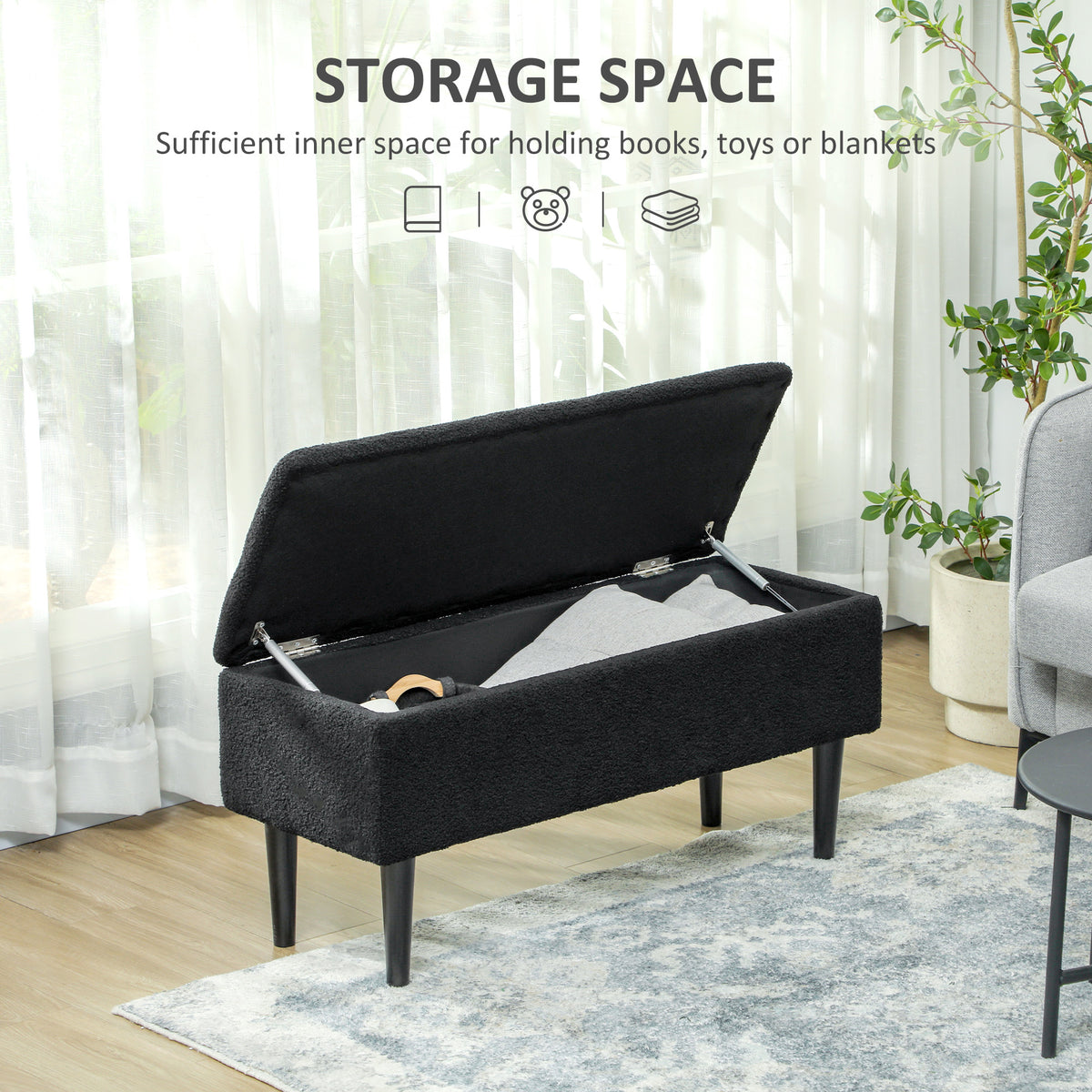 Banc ottoman avec rangement noir