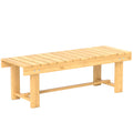 Banc d'extérieur 43 po en bois, banc de patio pour 2 personnes, canapé deux places sans dossier avec assise à lattes pour parc, jardin, pelouse, bois naturel