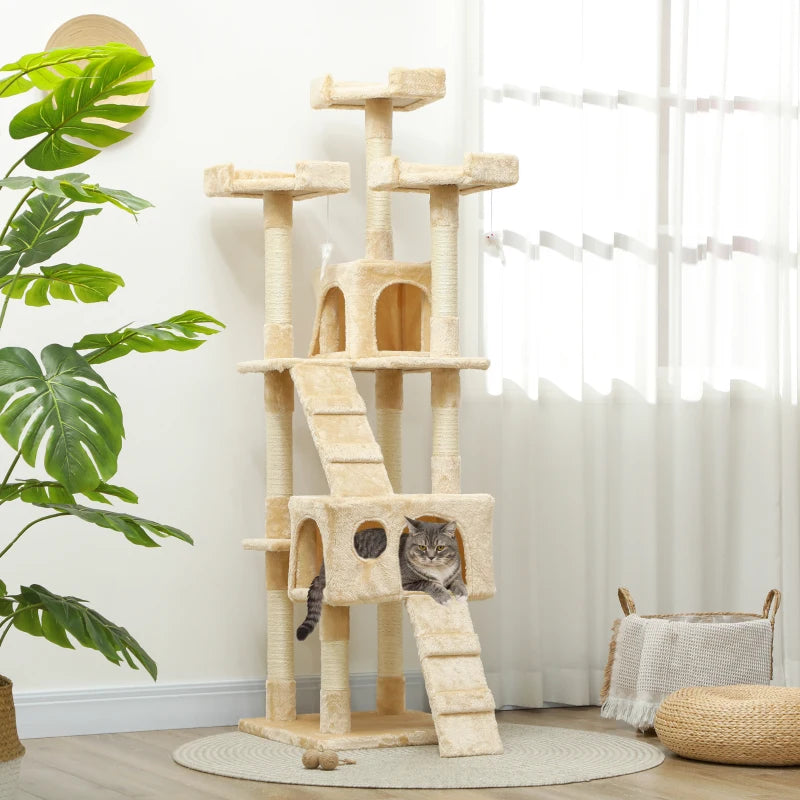 Arbre à chat multi-niveaux 67 po, beige