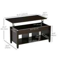 Table basse relevable avec rangement, espresso