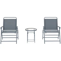 Ensemble bistrot d'extérieur 3 pièces, gris foncé