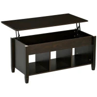 Table basse relevable avec rangement, espresso
