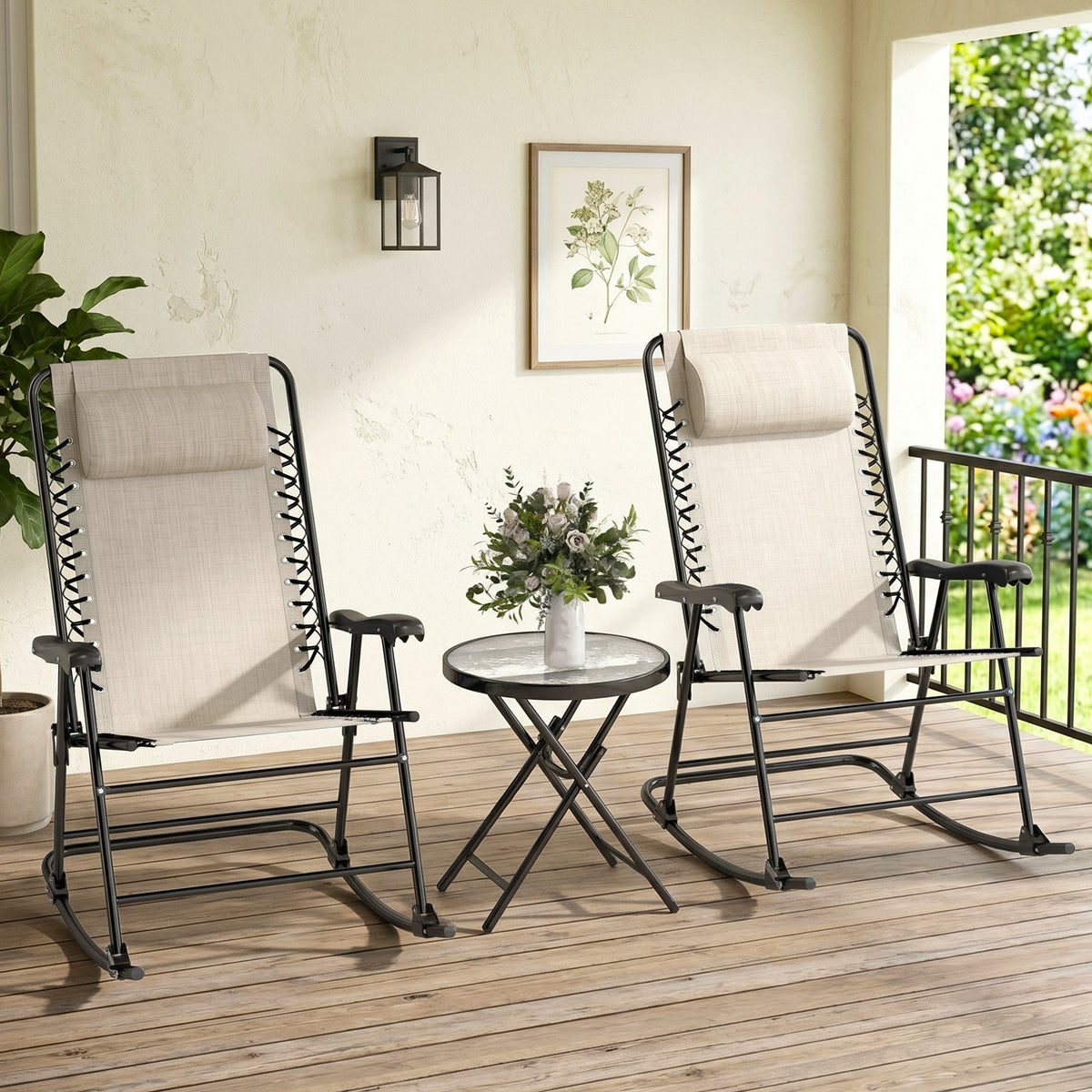 Ensemble terrasse 3 pièces blanc crème