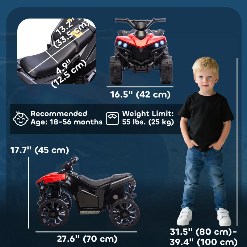 Quad électrique 6V pour enfants, rouge