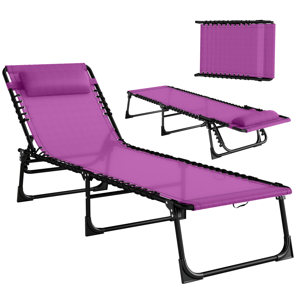 Chaise longue pliante violette