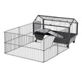 Cage pour cobayes avec parc pliable et amovible, cage à roulettes pour lapins, chinchillas, hérissons et lapins, habitat pour petits animaux avec biberon et mangeoire à foin, 87,6 cm x 128,3 cm x 55,9 cm