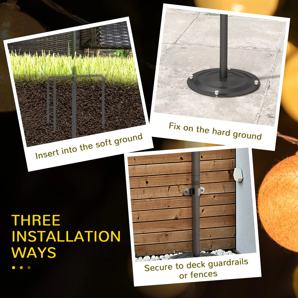 Lot de 4 poteaux lumineux de 2,4 m (8 pi), supports d'éclairage suspendus en acier pour patio, jardin, terrasse, mariage, fête, noir