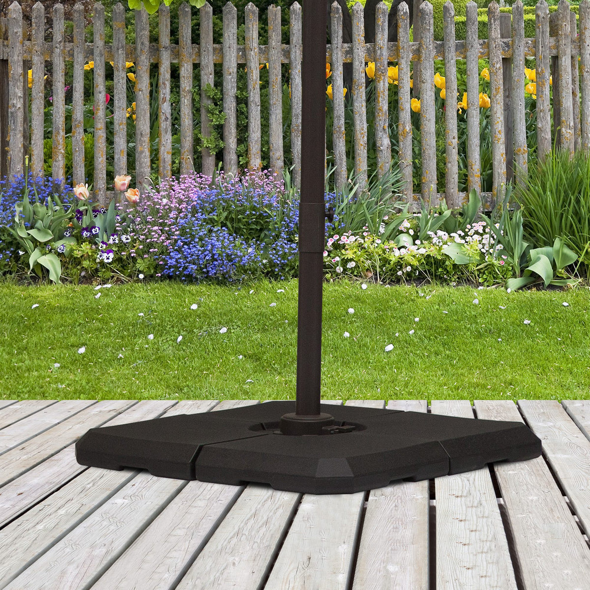 Lot de 4 supports de parasol pour parasol déporté, à remplir de sable ou d'eau, noir
