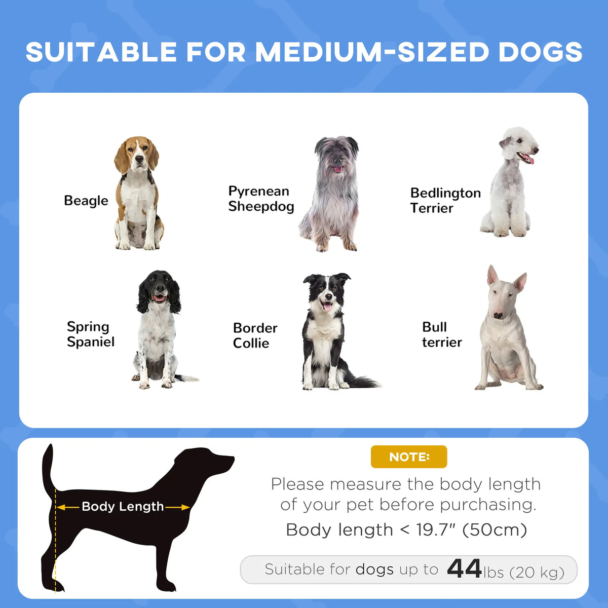 Lit surélevé rafraîchissant pour chiens de taille moyenne, avec auvent, bleu foncé