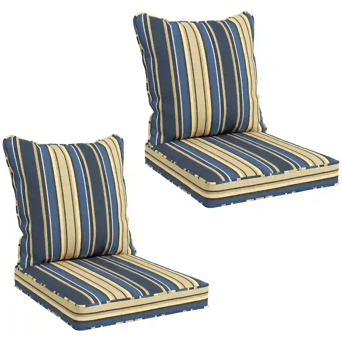 Ensemble de 2 coussins de rechange pour siège et dossier , pour chaises de patio intérieures et extérieures, bleu