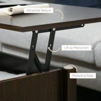 Table basse relevable avec rangement, espresso