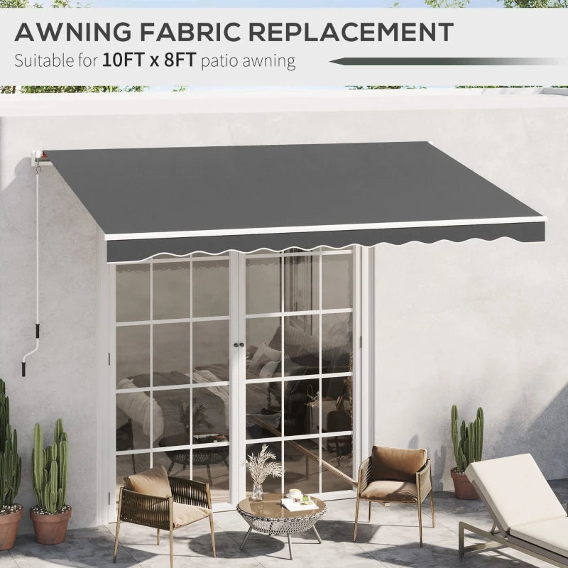 Remplacement de tissu de suravent rétractable pour auvent d'auvent d'extérieur de 10' x 8', housse de protection UV, gris
