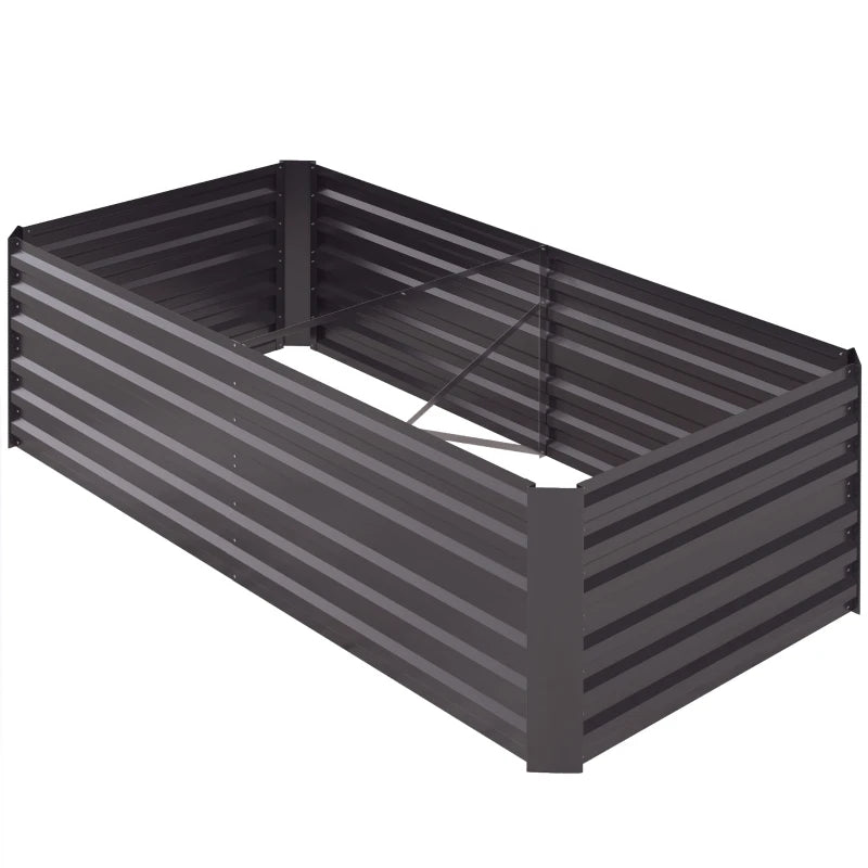Lit de jardin surélevé galvanisé, jardinières d'extérieur en acier avec tiges renforcées, 71" x 35" x 23", gris foncé