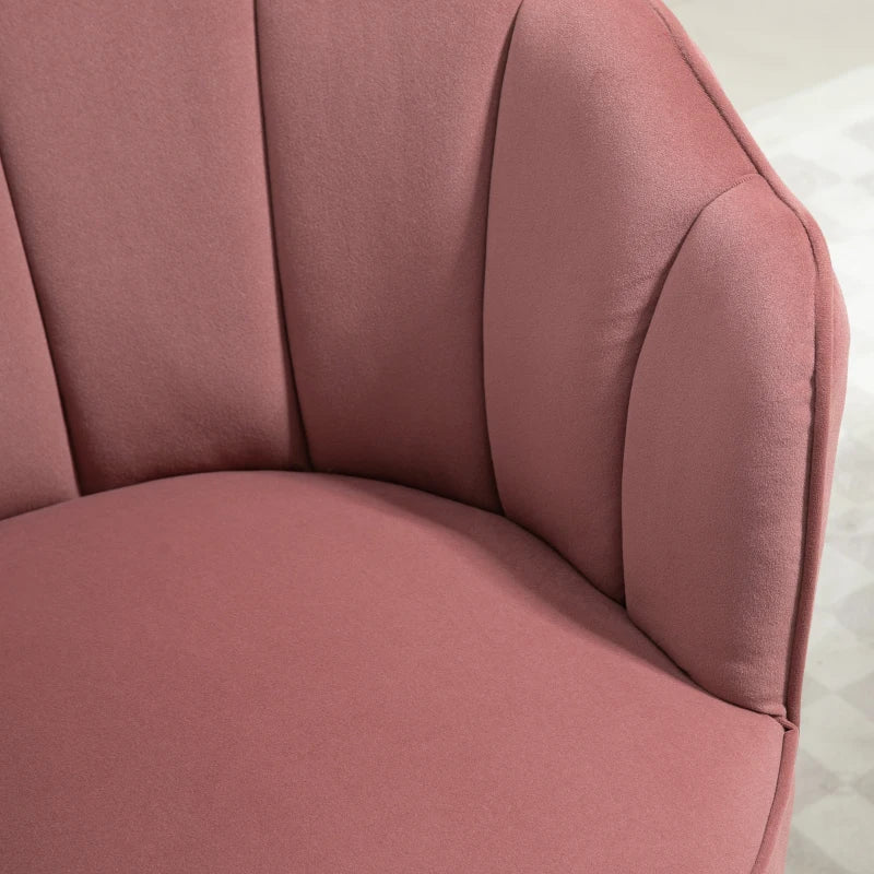 Chaise de vanité moderne, chaise d'appoint en tissu velours avec pieds en bois pour salon, rose