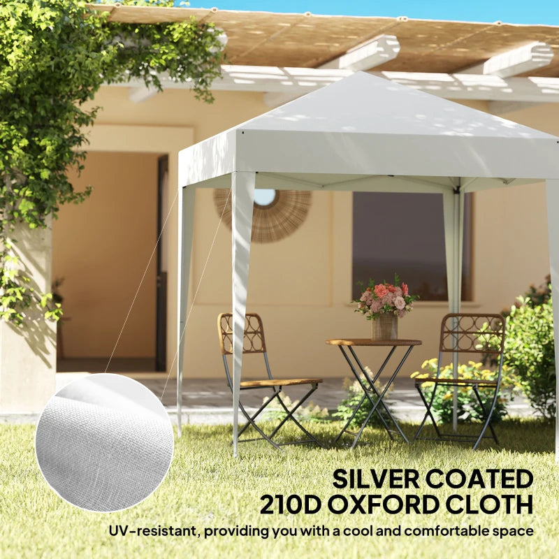 Tente à baldaquin Pop Up 6.6'x6.6' avec parois latérales, Gazebo de camping Instant Sun Shelter avec sac de transport, blanc