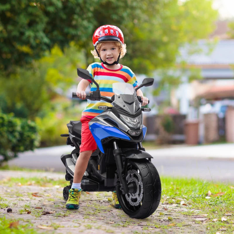 Honda License 12V Ride sur moto pour enfants avec phares Roues d'entraînement musical, pour 3 à 6 ans, bleu
