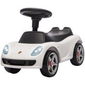 Voiture de poussée pour tout-petits avec klaxon, lumières, son de démarrage, voiture de conduite avec volant, repose-pieds, pour 18 à 36 mois, blanc