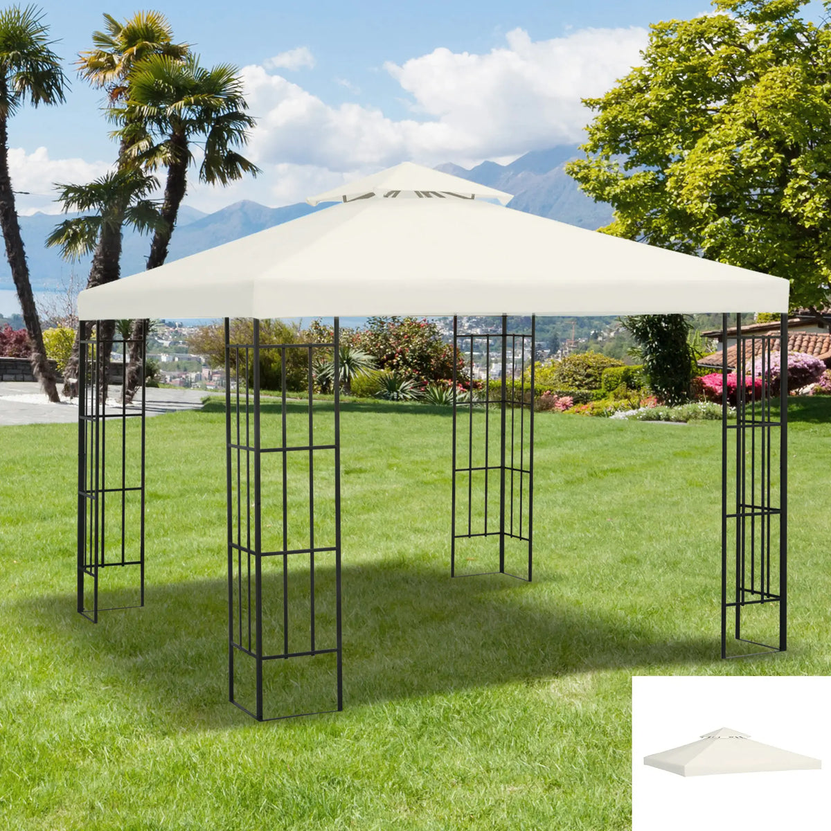 Toit de rechange pour tonnelle carrée à deux niveaux 3 m x 3 m, pare-soleil d'extérieur, blanc crème
